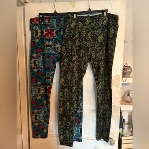 LuLaRoe Set of 2 Multicolor Patterned Leggings